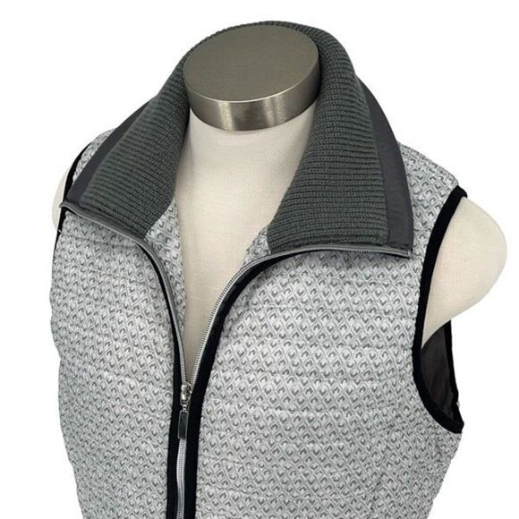 Tribal Womens Full Zip Ribbed Knit Collar Lined Puffer Vest Gray Size Small - Picture 2 of 8